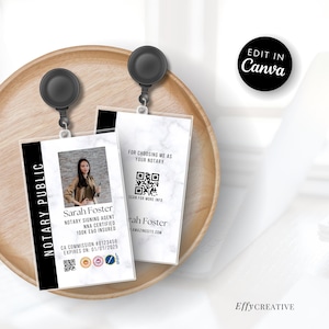 Notary ID Badge Template for Canva: Customizable Name Card (Digital Download)
