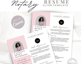 Notary Resume Flyer, Notary Flyer Template, Loan Signing Agent Flyer, Notary Marketing Template, Notary Resume Design