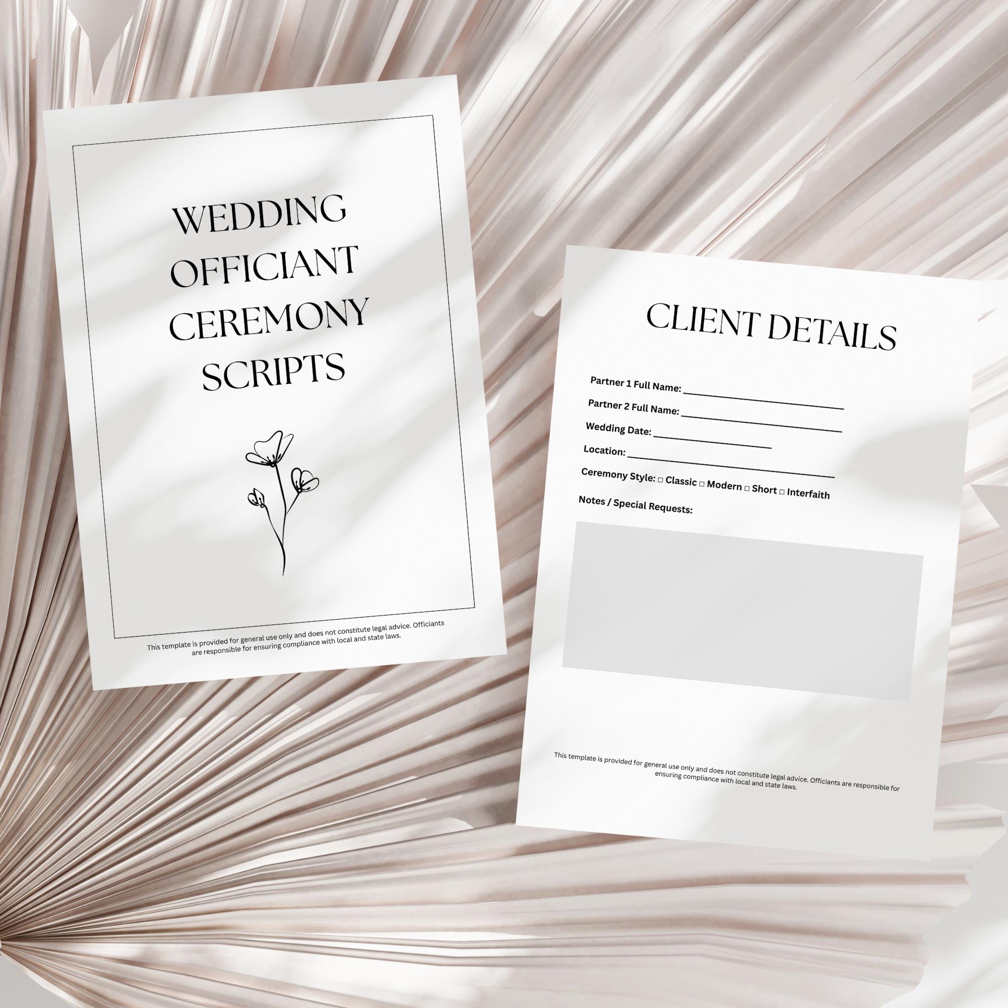 Wedding Officiant Ceremony Scripts | Notary Officiant Template ...