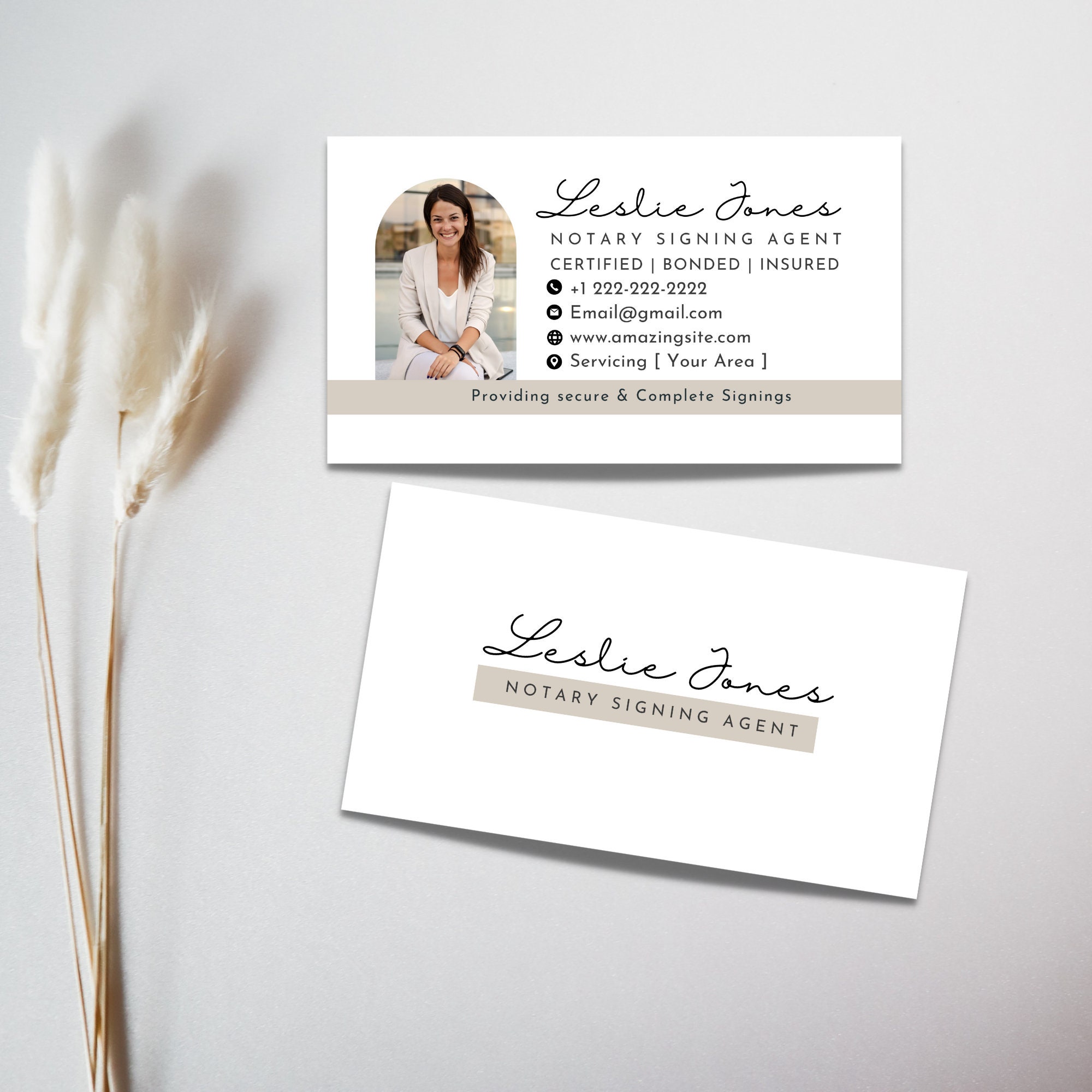 Notary Business Card Template: Modern Canva Design (Digital Download)