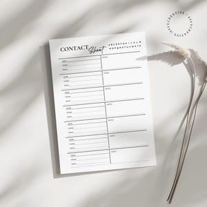 Printable Contact Sheet: Address Book, Phone Log (PDF Download)
