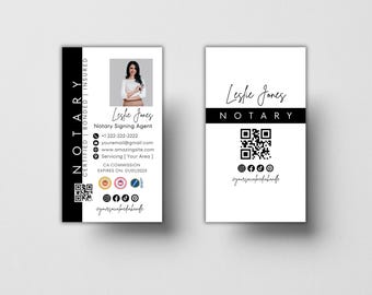 Modern Notary Business Card | Agent Vertical Card | Editable Template | Canva | Instant Download