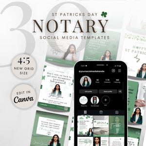 St. Patrick’s Day Notary Social Media Templates | Instagram & Facebook Posts for Loan Signing Agents | Notary Branding Kit