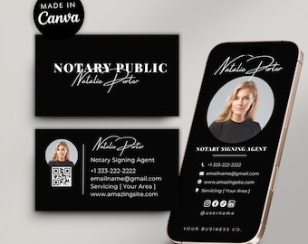 Notary Business Card Set | Loan Signing Template Canva | Modern Design (Digital Download)