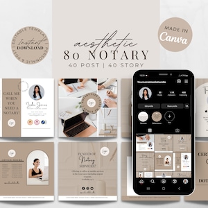 Notary Social Media Posts Business Content for Instagram Posts and Matching Story for Notary Agents and Loan Signing Agents Facebook Post
