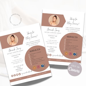 Plantilla editable de volante de marketing para notarios Canva Volante profesional para notarios personalizable para agentes de firma de préstamos y notarios