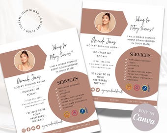 Modello di volantino di marketing notarile modificabile Canva Volantino aziendale notarile professionale personalizzabile per agenti di sottoscrizione di prestiti e notai