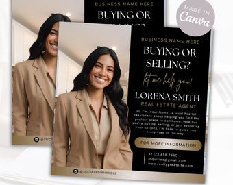 Real Estate Marketing Flyer | Realtor Instagram Posts, Brochure Editable Template | Canva | Instant Download