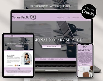 Notary Website Template Canva | Loan Signing Agent Business Site | Canva Instant Download | Mobile Friendly