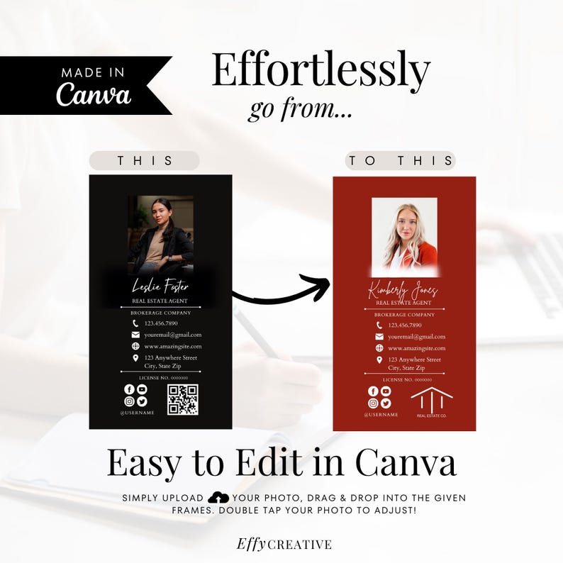 Luxury Real Estate Business Card Template | Realtor Mobile Digital Card QR Code | Real Estate Text Marketing | Instant Download | Canva image 6