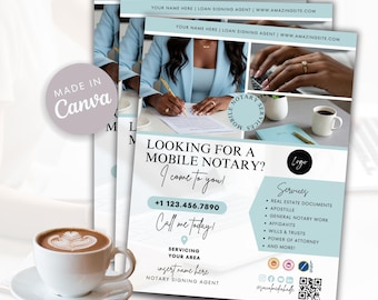 Modello di volantino di marketing notarile modificabile Canva Volantino aziendale notarile professionale personalizzabile per agenti di sottoscrizione di prestiti Servizio fiscale dei notai