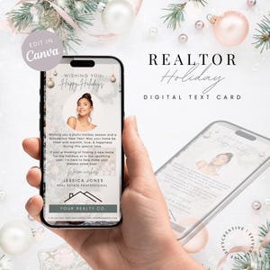 Carte de vœux de Noël numérique pour agent immobilier Modèle de toile numérique pour voeux de Noël pour agents immobiliers Professionnels de l'immobilier Texte de vacances d'affaires