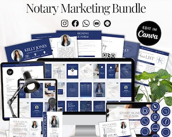 Notary Marketing Starter Kit | Editable Canva Flyer Templates, Business Card, Social Media (Digital Download)