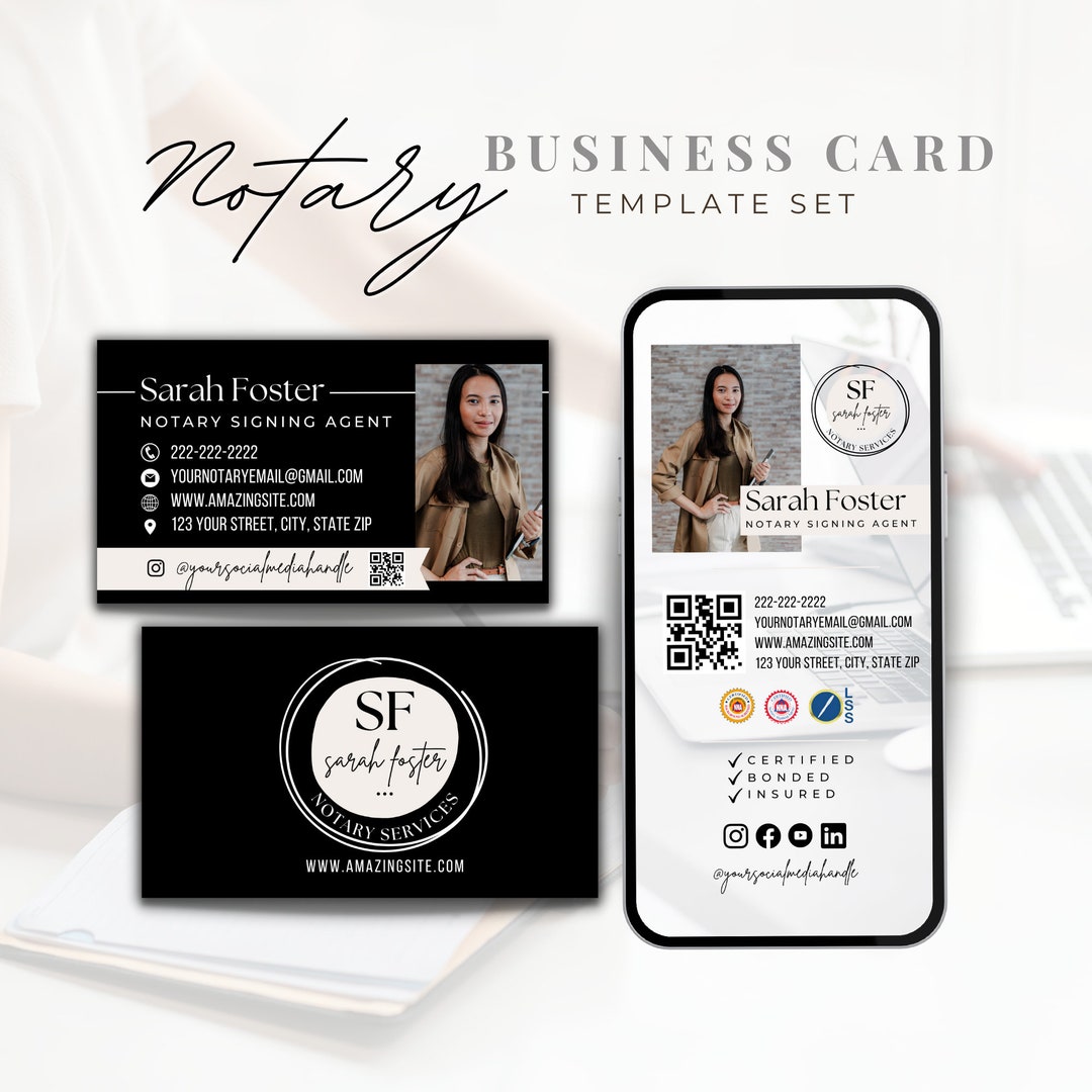 Notary Business Card, Modern Business Card for Notaries and Loan