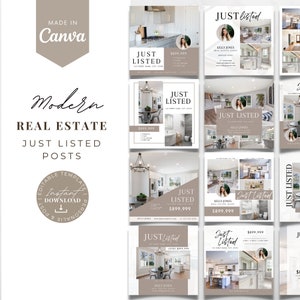 Real Estate Just listed Bundle, Real Estate social media Posts, Just Listed template Bundle, 20 Stylish Just Listed Posts, Realtor Marketing