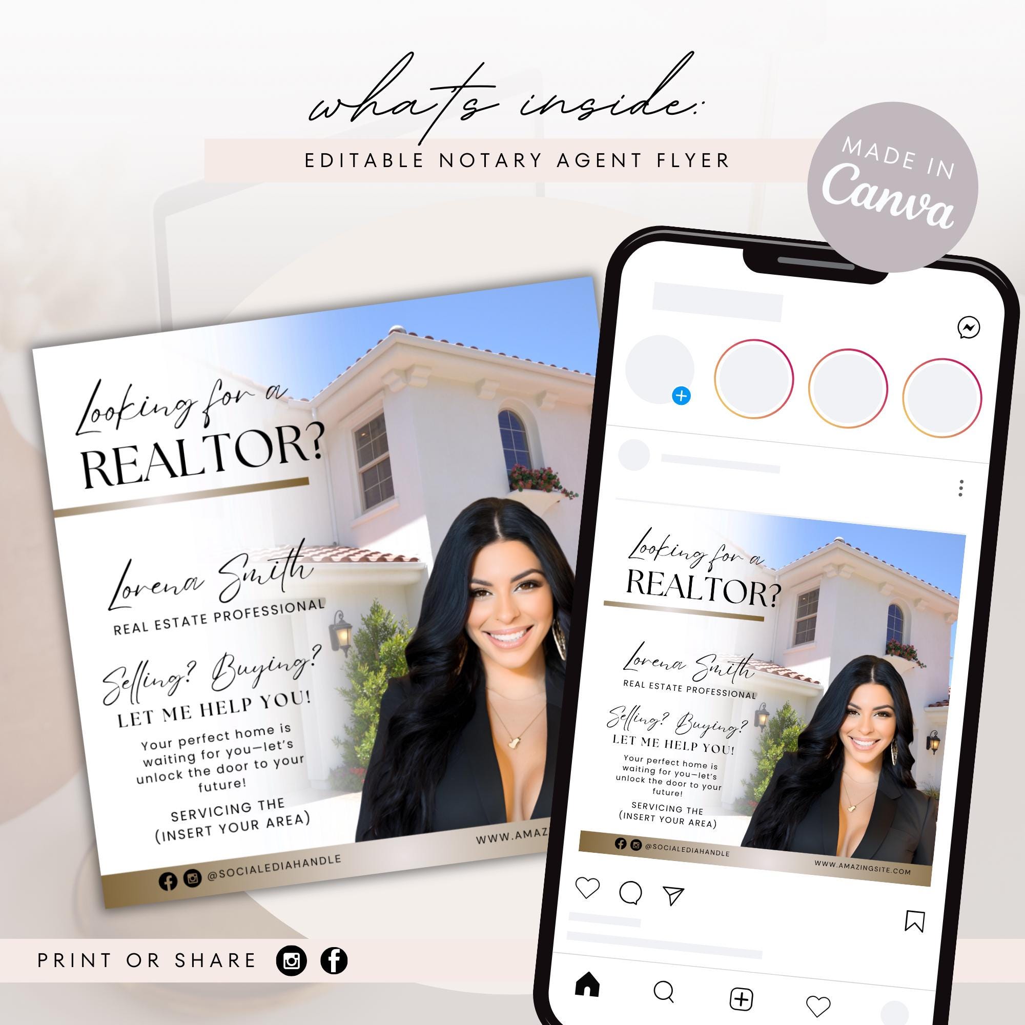 Realtor Flyer Template | Digital Real Estate Marketing (canva DIY ...