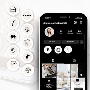 Notary Social Media Story Highlight Icons | Instagram Highlight Covers for Notaries | Editable Canva Notary Icons Set