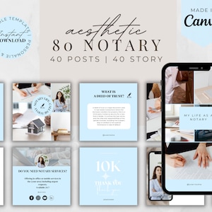 Notary Social Media Templates: 80 Canva Posts & Stories (Digital Download)