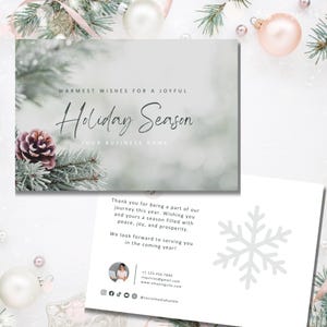 Tarjeta de felicitación navideña para notarios Plantilla de tarjeta navideña editable Canva Tarjeta de felicitación navideña para notarios, agentes inmobiliarios, pequeñas empresas Tarjeta de agradecimiento al cliente