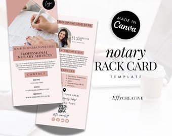 Notary Rack Card Template Editable Canva Design Loan Signing Agent Marketing Flyer Small Business Branding Template Brochure Notary Flyer