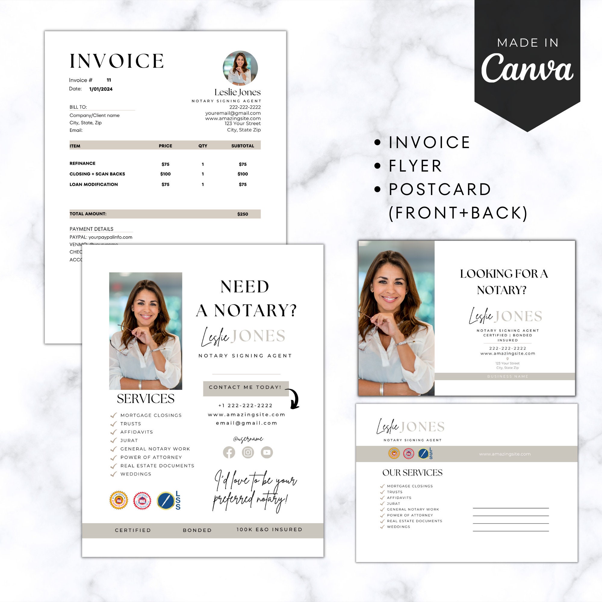 Notary Braning Bundle Notary Starter Kit Notary Marketing Etsy