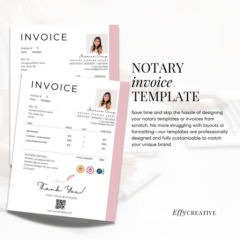 Notary Invoice Notary Invoice Template | Loan Signing Agent Billing Flyer | Editable ...