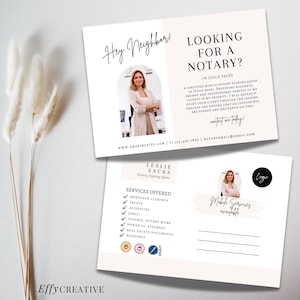 Business Postkarte Vorlage Editierbarer Marketing Mailer Direktmailing Postkarte Small Business Entrepreneurs Canva Template Notary Design