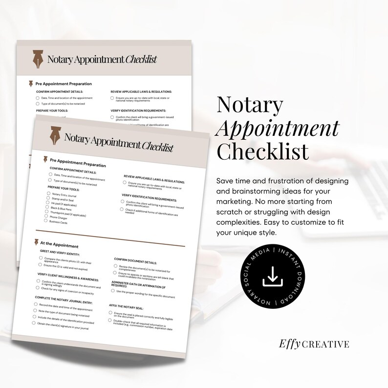Pre Appointment Checklist.pdf Notary Loan Signing Checklist Template: Editable Canva PDF Guide - Etsy