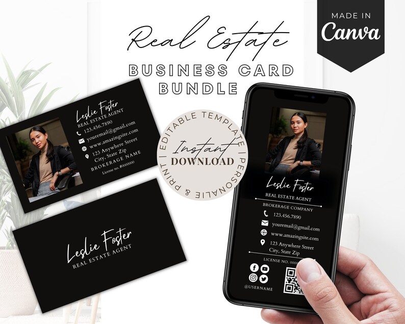 Real Estate Card Modern Business Card Real Estate Text Card Etsy