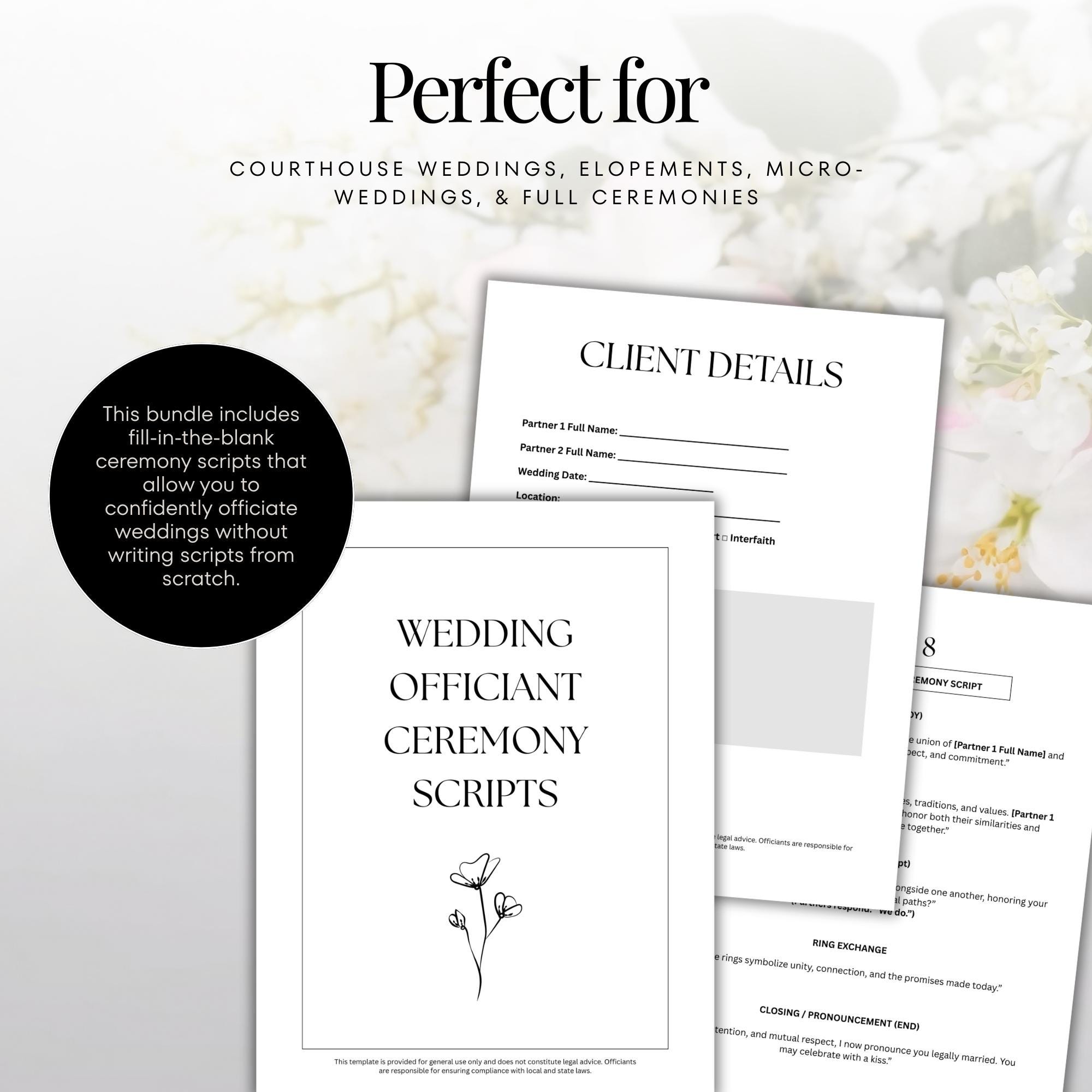Wedding Officiant Ceremony Scripts | Notary Officiant Template ...