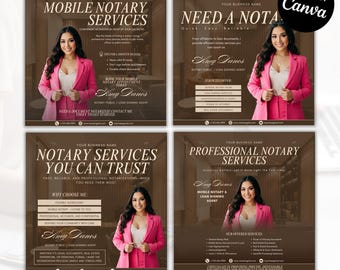 Notary Service Flyers | Signing Agent Marketing Brochures | Editable Canva Templates | Print & Social Media Post