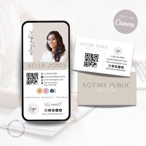Sjabloonset notaris-visitekaartjes DIY aanpasbare digitale kaart Bewerkbare canva-sjabloon voor notarissen Sms-kaart voor ondertekenaars van leningen
