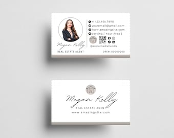 Modern Real Estate Business Card | Realtor Marketing | Printable Business Card | Editable Canva Template