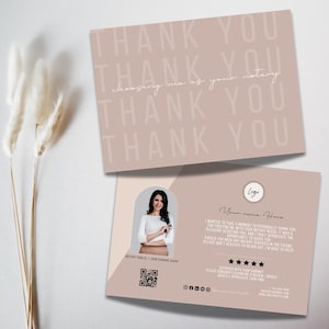 Cartão de agradecimento do notário Boho, cartão de agradecimento para clientes comerciais, cartão postal Canva editável para marketing, notários, agentes de assinatura de empréstimos para impressão