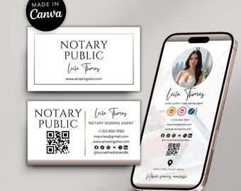 Notary Business Card Set | Loan Signing Template Canva | Modern Design (Digital Download)