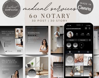 Notary for Health Care Services, Hospitals, Caregivers | Flyer Bundle for Social Media Instagram Posts & Stories