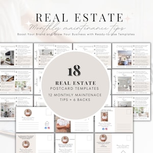 12 monatliche Wartungstipps | Realtor Postkarte | Makler Hausbesitzer Postkarte | Makler Postkarte | Makler Türklopfen