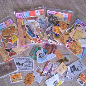 Paquete de efímeras vintage: pegatinas pequeñas para diario, papeles y etiquetas (50 unidades)