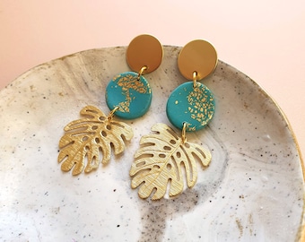 Monstera Leaf Earring | Polymer Clay Earring | Modern & Elegant Jewellery | Handmade Flower Earrings | Tropical