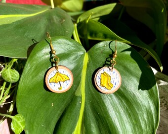 Rainy Day Hand Painted Earrings
