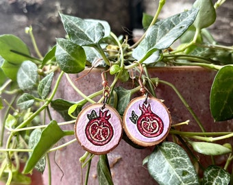Pomegranate Hand-Painted Earrings