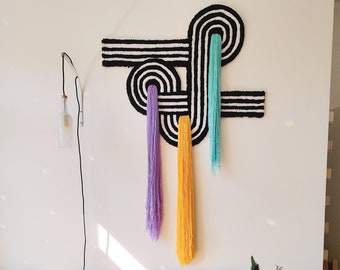 Fringe tapestry, graphic design, unique piece, carpet art, textile wall hanging, wall art, hand-tufted, custom design