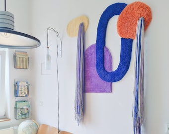Fringe tapestry, graphic design, unique piece, carpet art, textile wall hanging, wall art, hand-tufted, custom design