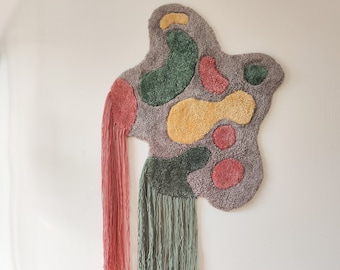 Fringe tapestry, unique piece, carpet art, textile wall hanging, wall art, hand-tufted, custom design