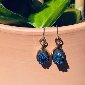 Pendientes colgantes de cristal Druzy azul / Cristal / Druzy azul