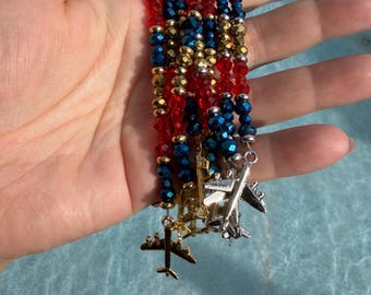 Gemstone Beaded Dress Pull For Flight Attendant