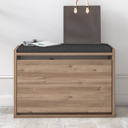 Nuage Oak Entryway Shoe Rack Bench Wooden Padded Shoe Etsy