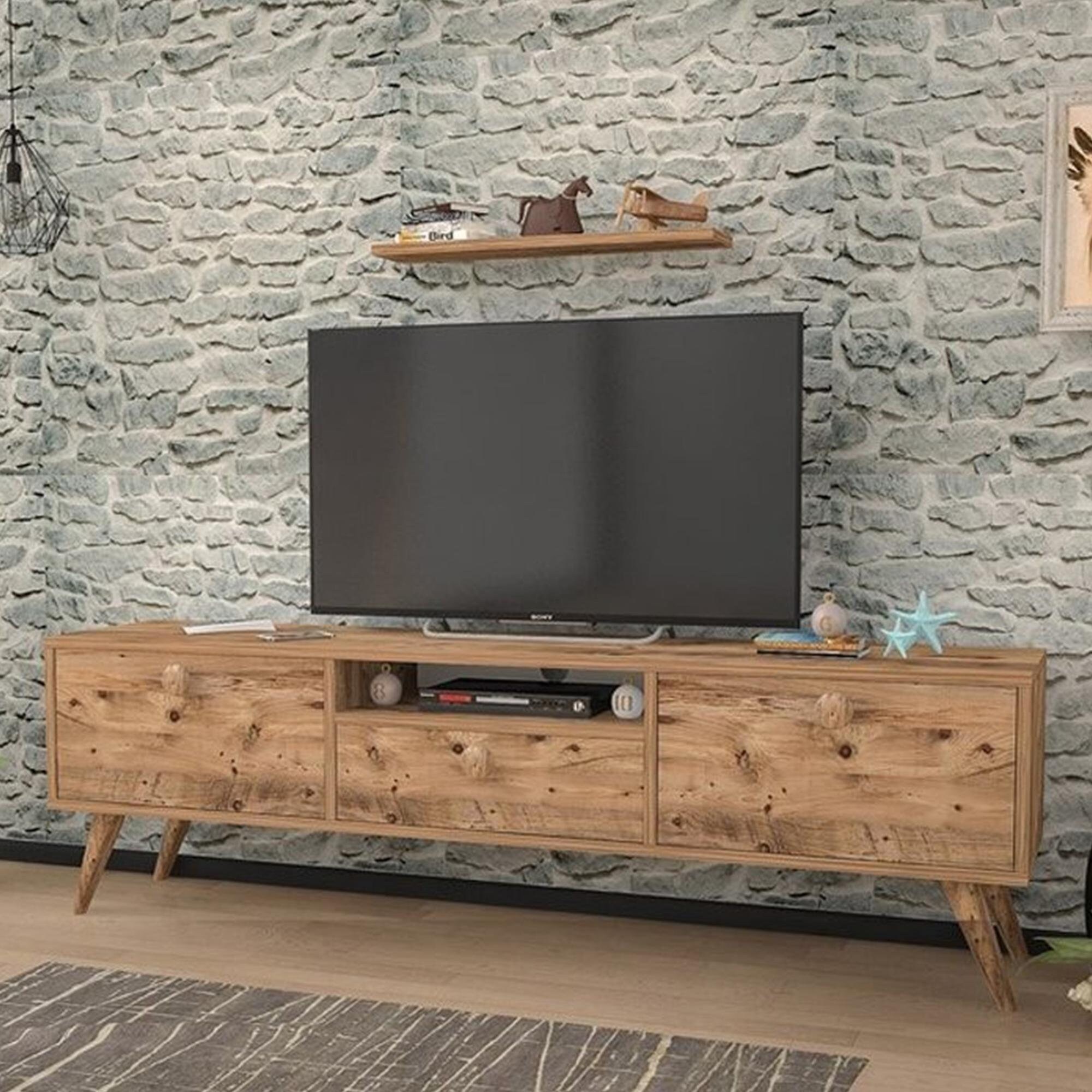 Nuage dark Atlantic Pine TV Schrank mit Lagerung Holz Beine | Etsy