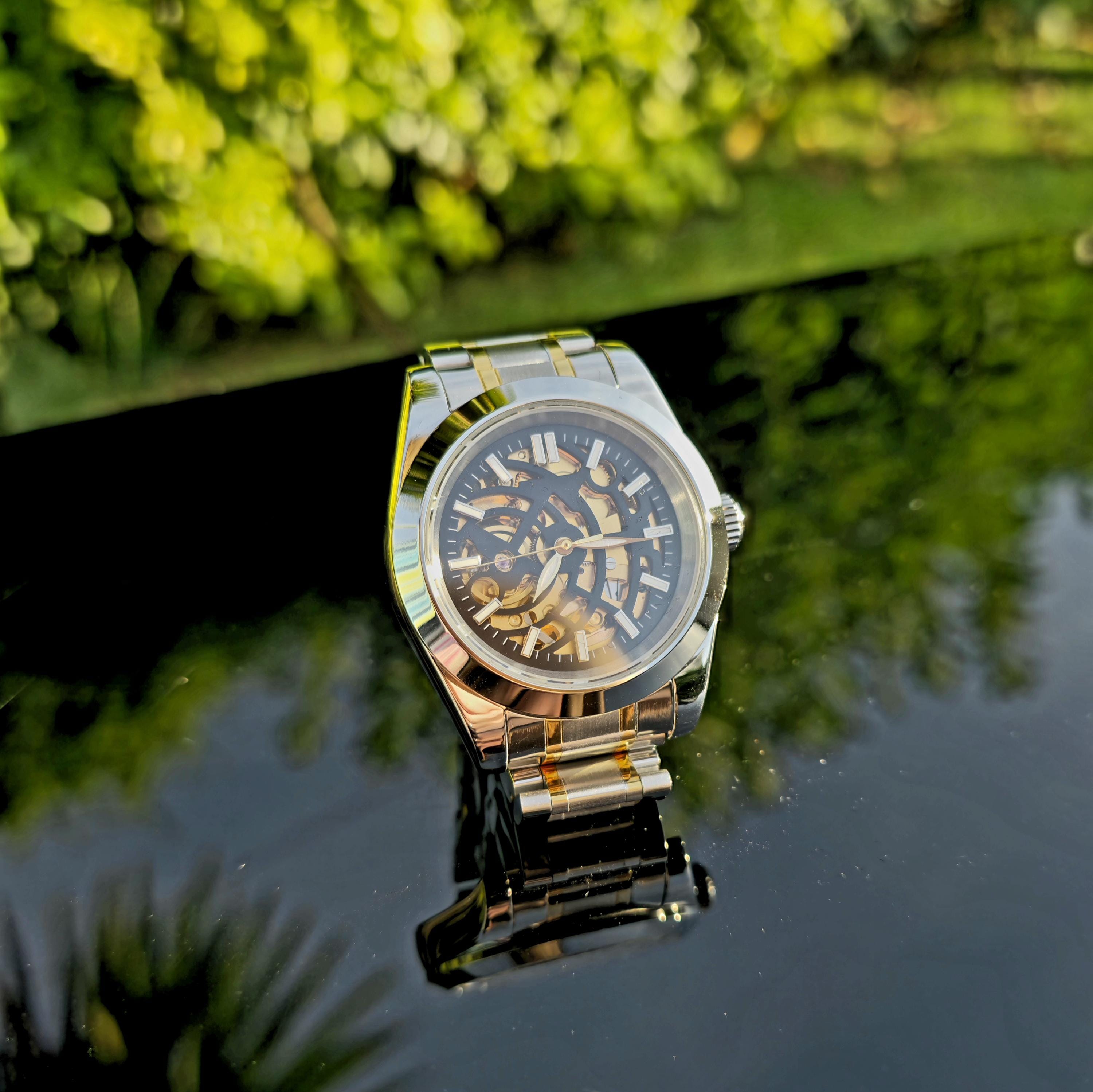 Skeleton Automatic Watch 40mm Gold NH72 - Etsy