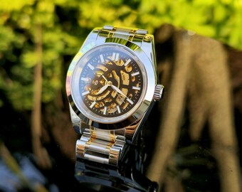 スケルトン 自動巻き腕時計 40 mm ゴールド NH72 - Etsy 日本